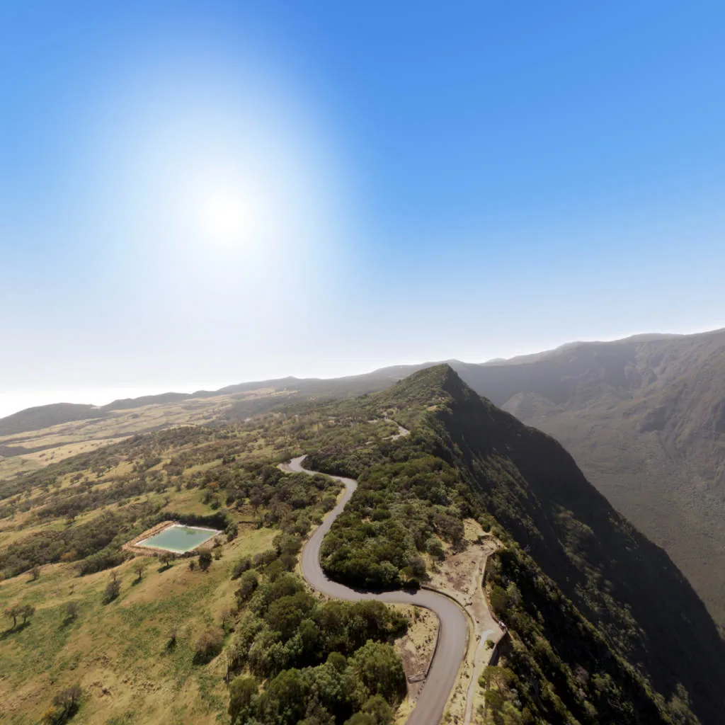 Vue du panorama : La vallée de la rivière des Remparts